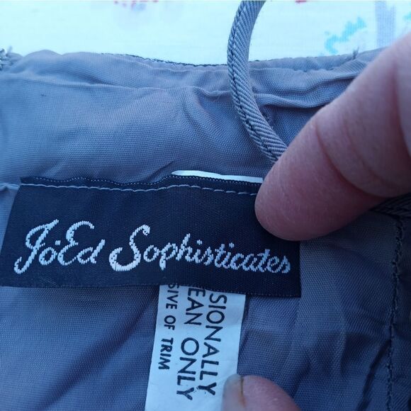 VtgJoEdSophisticates 2Pieces10 StripedGrayR/stones LaceDress& L/SlButton Blazer - Picture 6 of 16